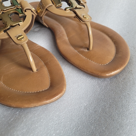 Tory Burch Metal Miller 2 Leather Sandals Tan Size 10 - Picture 6 of 12